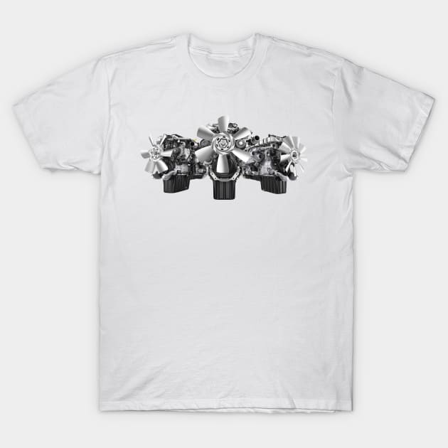 V8 Engine Trio Print T-Shirt by Auto-Prints